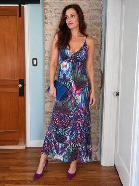 Primark Y2K Butterfly Print Slip Maxi Dress Size M 8-10